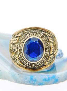 VTG 10K Yellow Gold Faceted Dark Blue Spinel Chunky Class Ring 22.3g