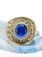 VTG 10K Yellow Gold Faceted Dark Blue Spinel Chunky Class Ring 22.3g image number 1