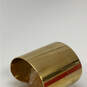 Designer Michael Kors Gold-Tone Wide Metal Classic Plain Cuff Bracelet image number 3