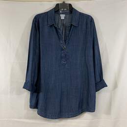 Women's Blue Chambray Chico's Top, Sz. 2
