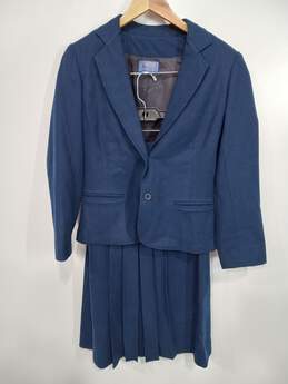 Pendleton Blue Wool 2pc Skirt Suit Set Women's Size S