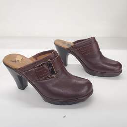 Sofft Brown Leather Heeled Mule Clogs Women's Size 8.5M alternative image
