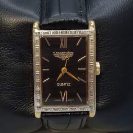 Longines 14K Gold Diamond Leather Vintage Watch 25.4g