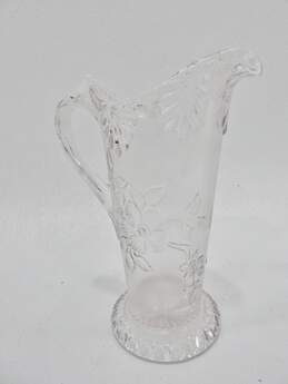 Vintage 10 Inch Floral Crystal Glass Pitcher