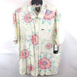 Volcom Men White Floral Button Up Shirt XL NWT