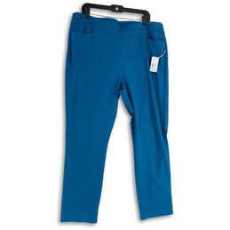 NWT Womens Blue Flat Front Straight Leg Pull-On Ankle Pants Size 1X