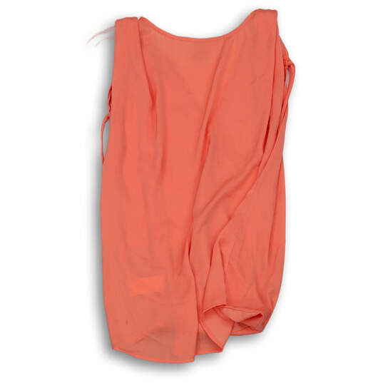 Womens Orange Sleeveless V-Neck Drawstring Pullover Blouse Top Size Medium image number 2