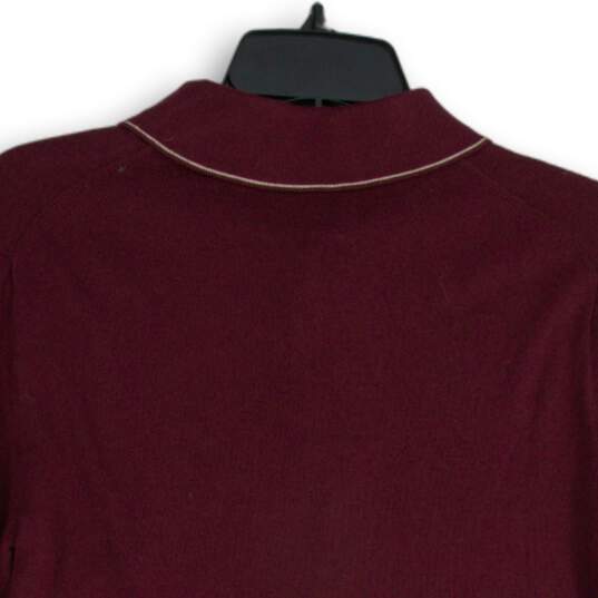 Mens Maroon Long Sleeve Spread Collar Golf Polo Shirt Size XS image number 4