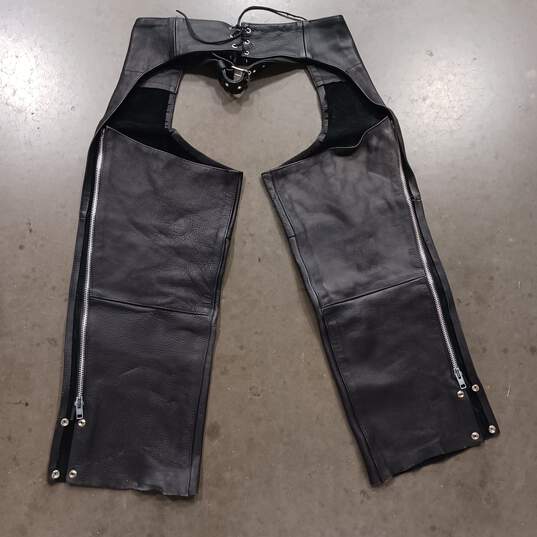 Frontier Men's Leathers Black Leather Motorcycle Chaps image number 2