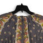 Womens Multicolor Floral Tie Neck Long Sleeve Pleated Blouse Top Size M image number 4