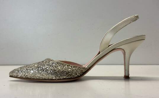 Kate Spade Glitter Tipped Slingback Heels Silver 8 image number 2