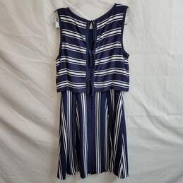 1 State sleeveless blue striped tie back mini dress women's S