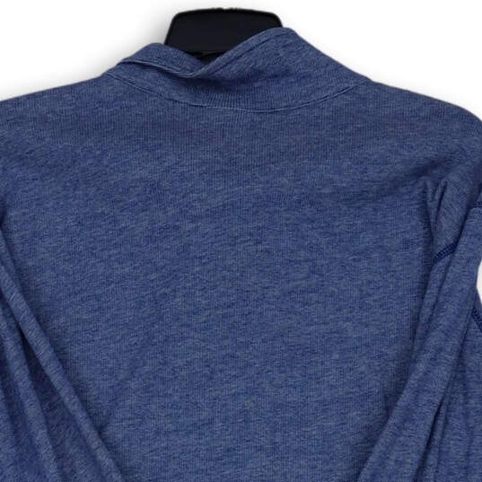 Mens Blue Ribbed Long Sleeve Mock Neck 1/4 Zip Pullover Sweatshirt Size XL image number 4