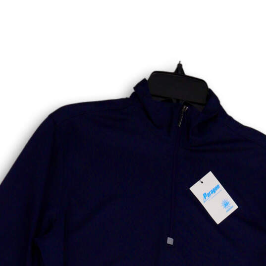 NWT Mens Blue 1/4 Zip Mock Neck Long Sleeve Pullover Sweatshirt Size Large image number 3