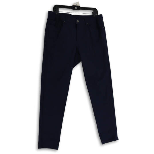 Mens ABC Navy Blue Flat Front Pockets Straight Leg Chino Pants Size 34 image number 1