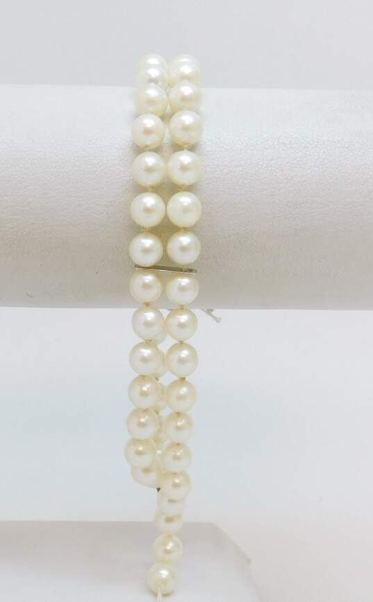 14K White Gold Clasp Pearl Bracelet FOR REPAIR 18.8g image number 1