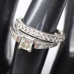 14K White Gold Diamond Engagement & Wedding Ring Set - 6.8g