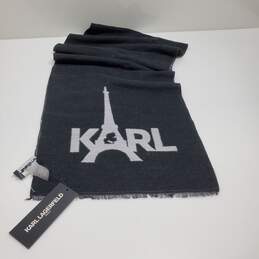 Karl Lagerfeld Black Scarf Shawl W/Tag Approx. 64x13 in.