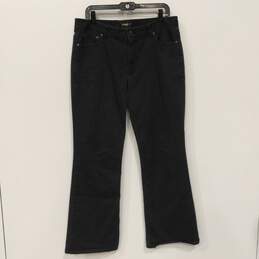 Womens Black Studded Pockets Dark Wash Denim Zip Bootcut Jeans Size 14