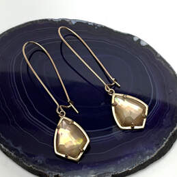 Designer Kendra Scott Carinne Gold-Tone Crystal Cut Stone Drop Earrings