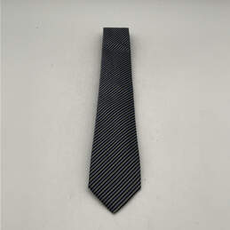 Mens Blue Gray Striped Four-In-Hand Pointed Adjustable Designer Neck Tie