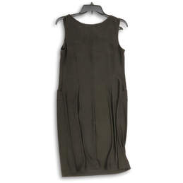NWT Womens Black Ruffle Neck Sleeveless Pullover Shift Dress Size 8 alternative image