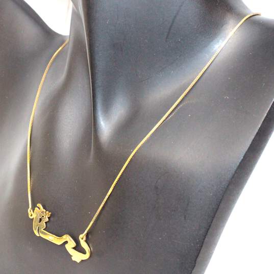 18K Yellow Gold Box Chain Pendant Necklace - 4.00g image number 3