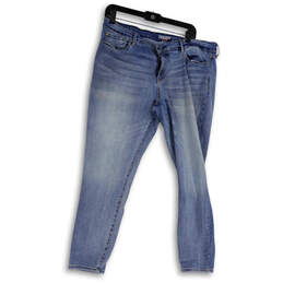 Womens Blue Denim Light Wash Pockets Stretch Skinny Leg Jeans Size 34/30