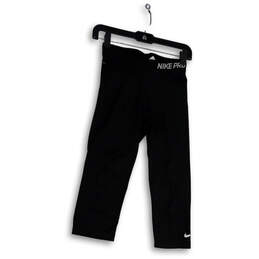 Womens Black Flat Front Elastic Waist Pull-On Capri Leggings Size Small