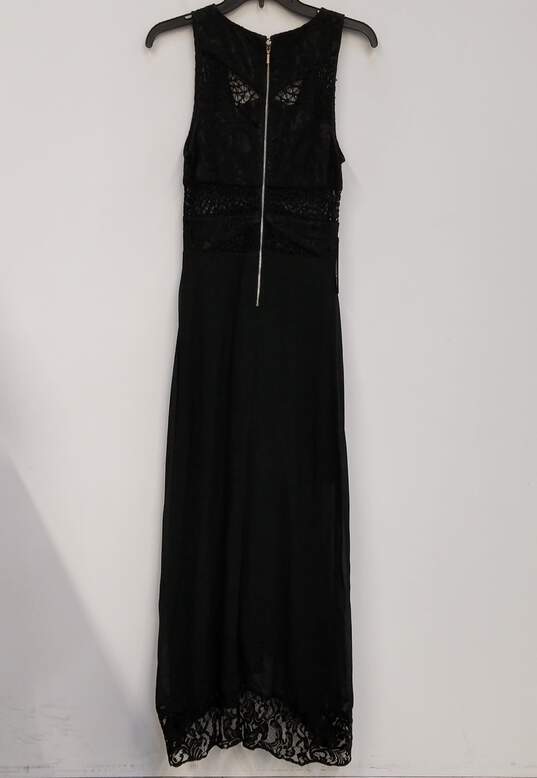 NWT Womens Black Lace V-Neck Sleeveless Back Zip Long Edrianna Gown Size 6 image number 2