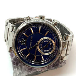 Designer Michael Kors Sawyer MK-6224 Silver-Tone Round Analog Wristwatch