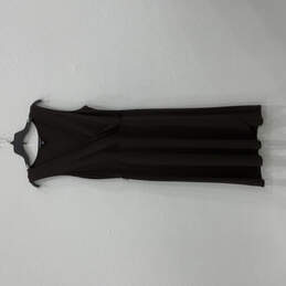 Womens Brown V-Neck Stretch Sleeveless Pullover Midi A-Line Dress Size L