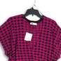 NWT Zara Womens Pink Black Houndstooth Ruched Surplice Neck Sweater Dress Size L image number 3