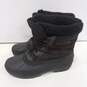 Mens Black Brown Leather Round Toe Lace Up Mid Calf Duck Winter Boots Size 8 image number 2