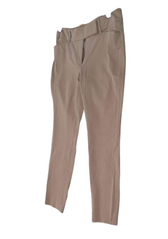 Womens Khaki Flat Front Pockets Tapered Leg Cropped Pants Size 4 image number 2