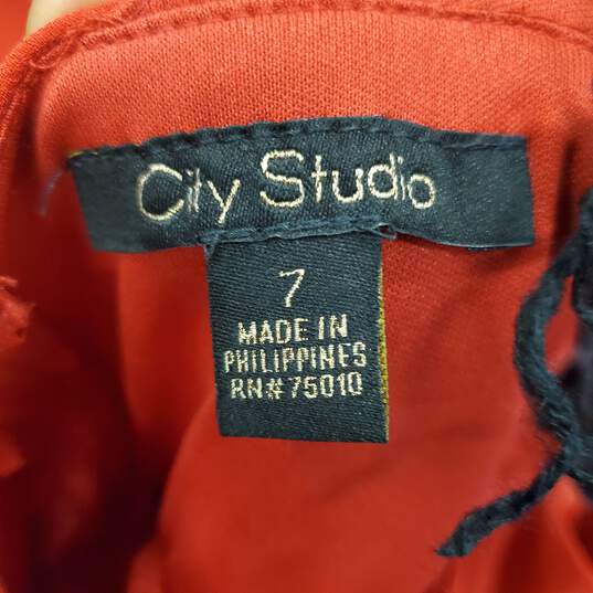 City Studio Women Red Pleated Mini Dress Sz 7 NWT image number 3