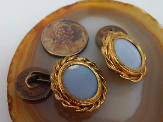 Vintage Perfectionne Paris France Chalcedony Rope Detail Cuff Links 13.5g image number 6