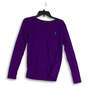Womens Purple V-Neck Long Sleeve Pullover T-Shirt Size Medium image number 1