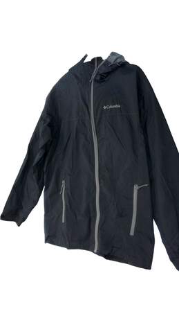 Mens Black Long Sleeve Full Zip Pockets Raincoat Jacket Size Large alternative image