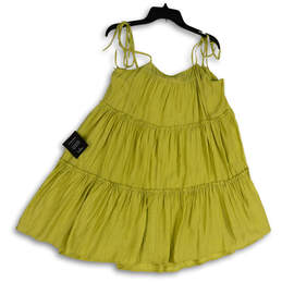 NWT Womens Green Sleeveless Tie Strap Tiered Mini Dress Size Medium alternative image