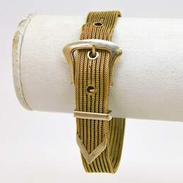 Vintage 14K Yellow Gold Mesh Chain Belt Buckle Bracelet 19.4g alternative image