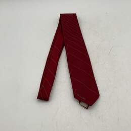 Oscar De La Renta Mens Red Striped Adjustable Classic Pointed Necktie