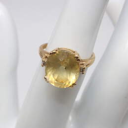 14K Yellow Gold Citrine Diamond Accent Ring Size 5 - 3.7g alternative image