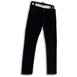 Womens Blue Dark Wash Stretch Pockets Regular Fit Skinny Leg Jeans Size 13/14