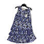 NWT Womens Blue White Floral Round Neck Sleeveless Layered Mini Dress Sz 10 image number 1