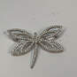 Designer Swarovski Silver-Tone Rhinestone Dragonfly Shape Brooch Pin image number 2