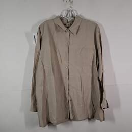 Womens Regular Fit Long Sleeve Collared Button-Up Shirt Size 1X