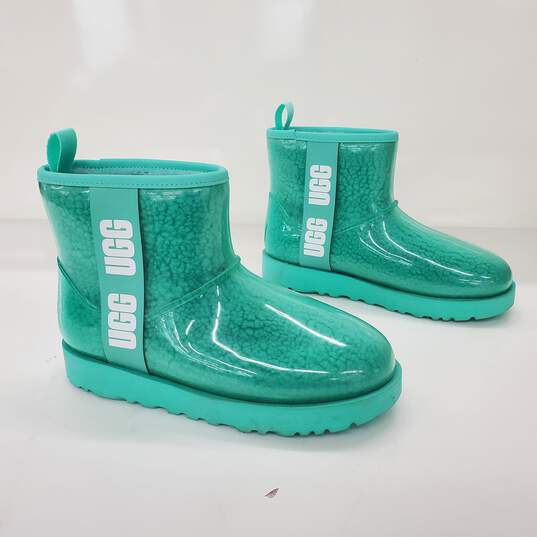 UGG Women's Classic Clear Mini Teal Waterproof Rain Boots Size 7 image number 3