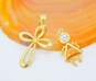 14K Yellow Gold Ribbon Cross & November Birthstone Girl Pendants 1.3g image number 1