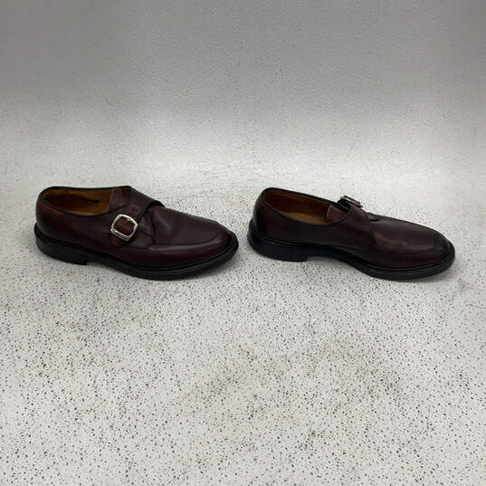 Mens Halsted Burgundy Leather Round Toe Buckle Monk Strap Dress Shoes Sz 9 image number 3